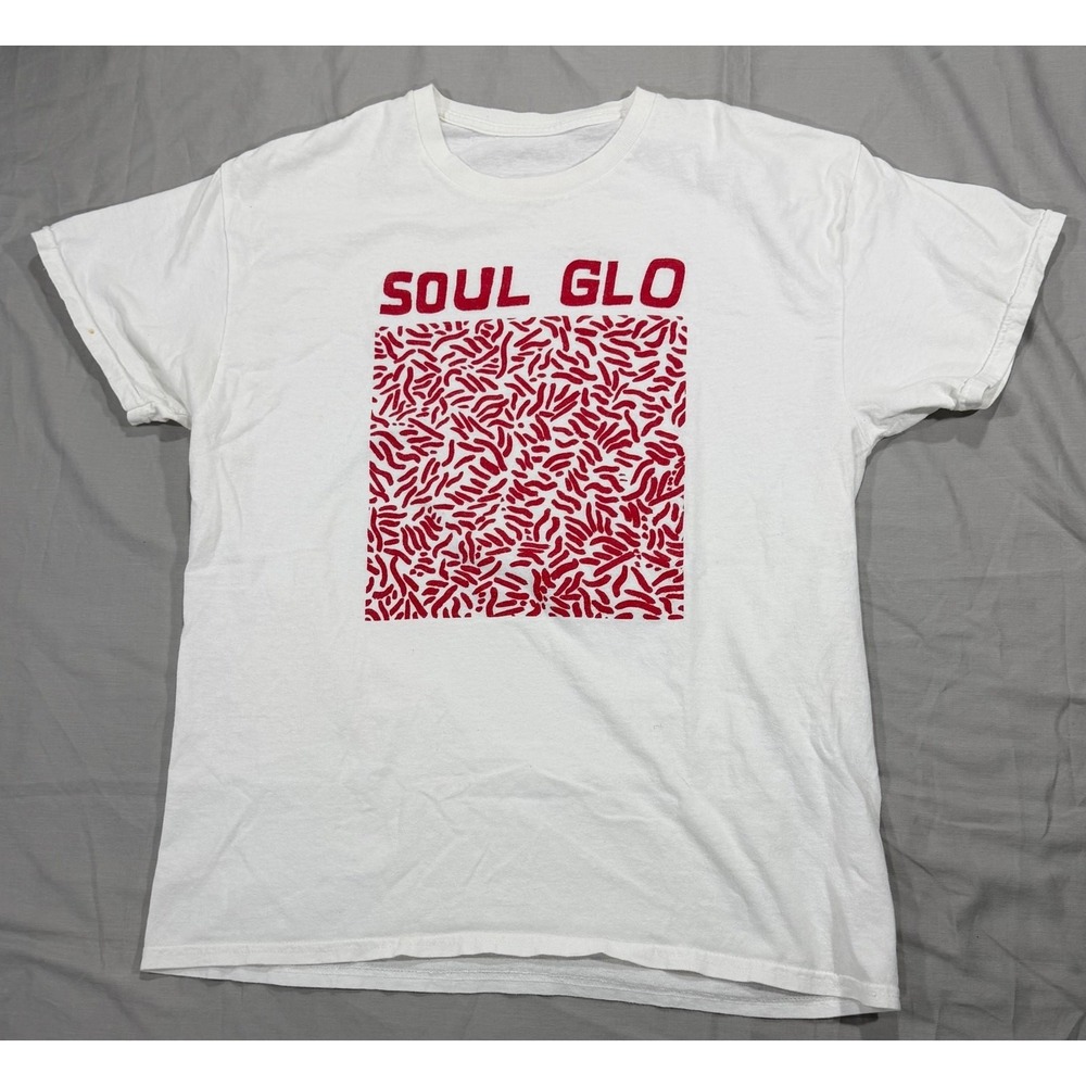 Soul Glo Band T-Shirt Mens Large White Red Graphic Print Hardcore Punk Tee